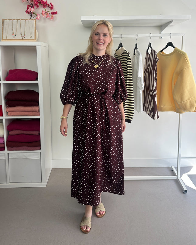 Burgundy Polka dot Dress