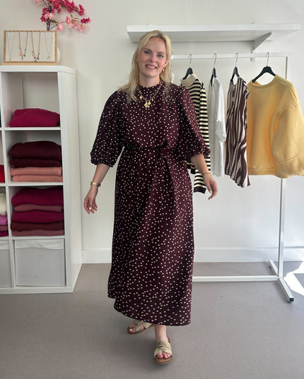 Burgundy Polka dot Dress