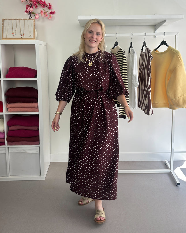 Burgundy Polka dot Dress