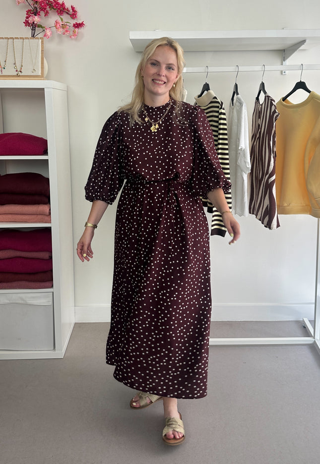 Burgundy Polka dot Dress