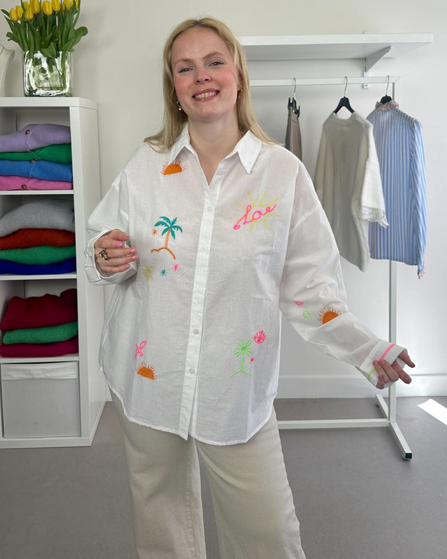 Oversized Colorful Icons Blouse