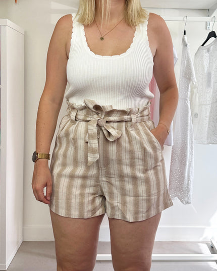 Beige Stripe Shorts