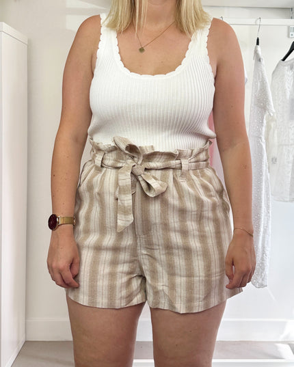 Beige Stripe Shorts