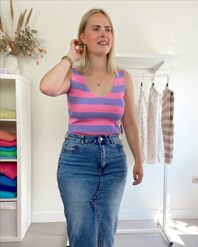 Striped Top Pink Lila