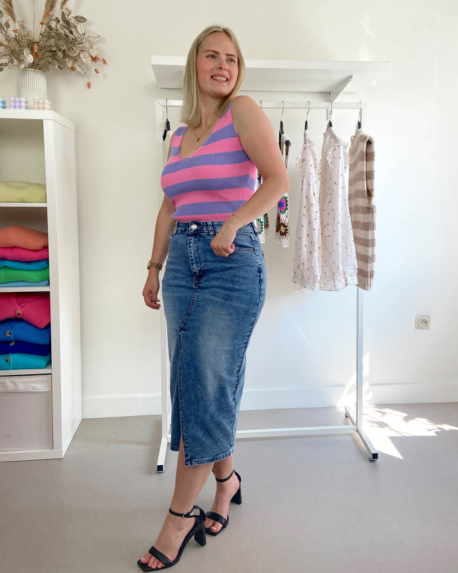 Striped Top Pink Lila