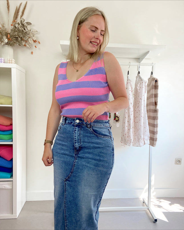Striped Top Pink Lila