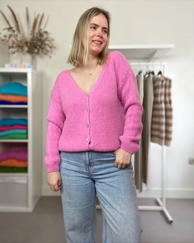 Pink Basic Cardigan Buttons
