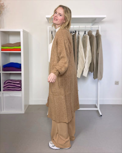 Lange cardigan Camel - long