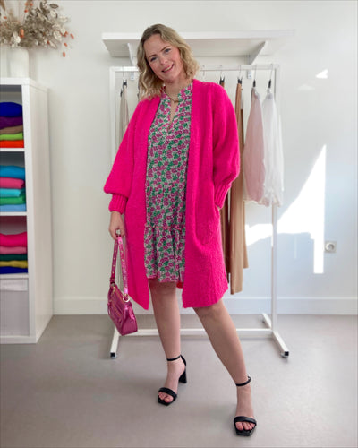 Lange cardigan Fuchsia midi