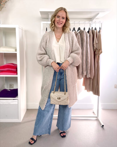 Lange cardigan Beige midi