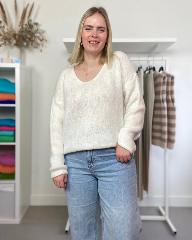 White v-hals Knit