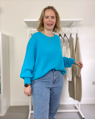 Blue Round Knit