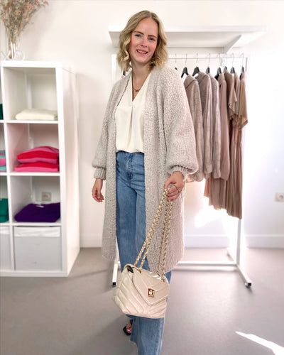 Lange cardigan Beige midi