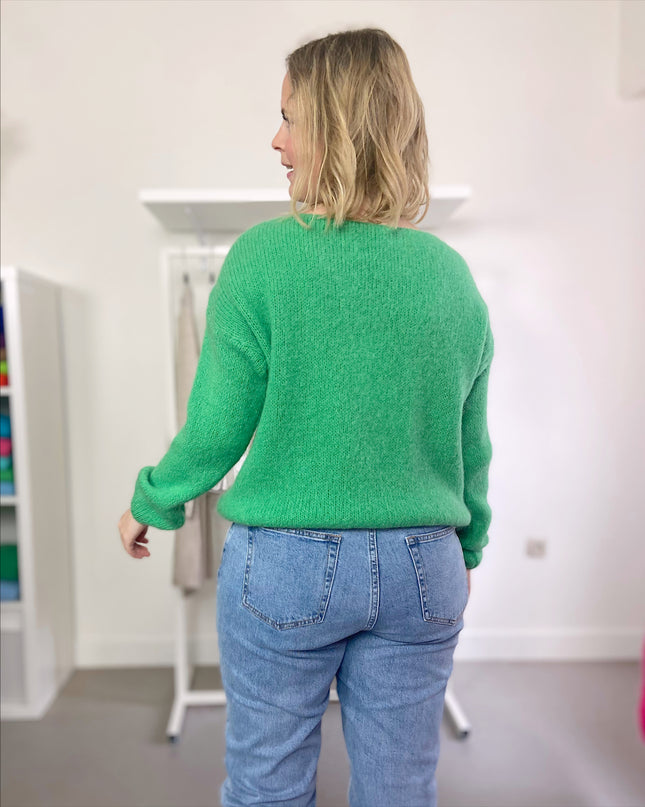 Green Basic Cardigan Buttons