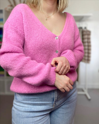 Pink Basic Cardigan Buttons