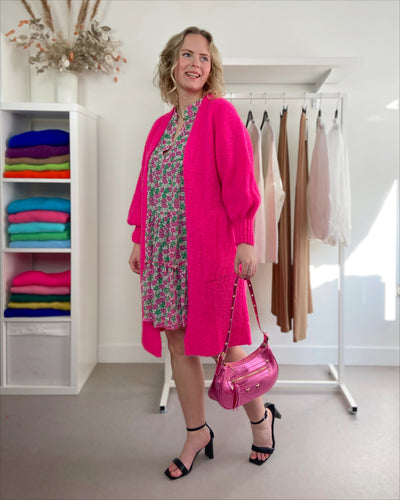 Lange cardigan Fuchsia midi