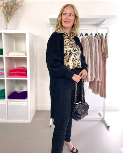 Lange cardigan Zwart midi