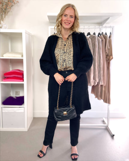 Lange cardigan Zwart midi