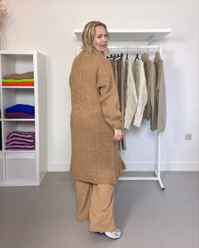 Lange cardigan Camel - long