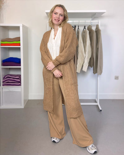 Lange cardigan Camel - long