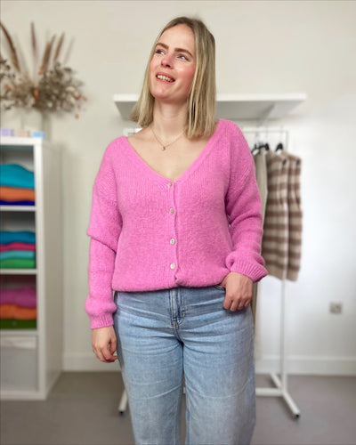 Pink Basic Cardigan Buttons