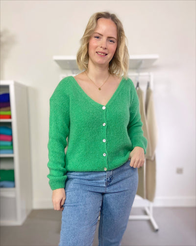 Green Basic Cardigan Buttons