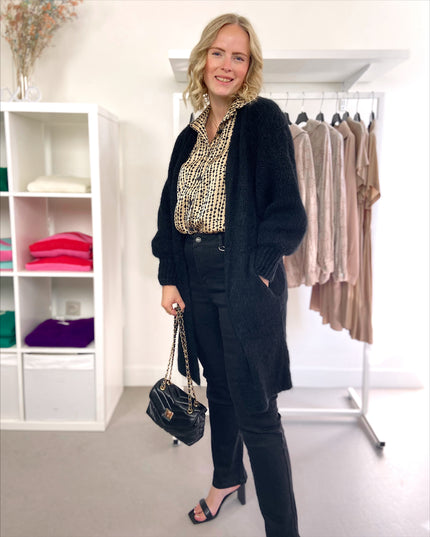 Lange cardigan Zwart midi