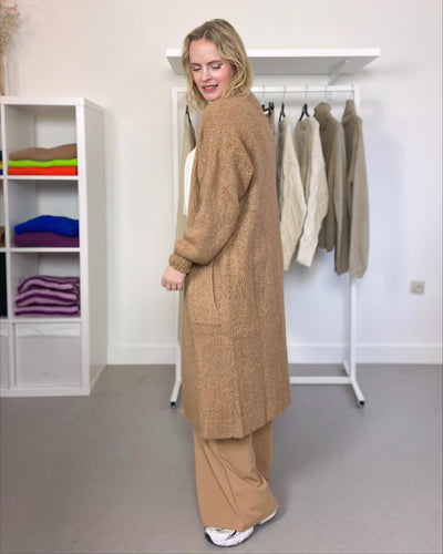 Lange cardigan Camel - long