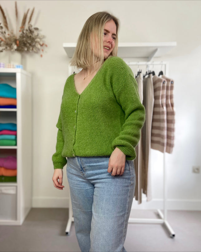 Grass Green Basic Cardigan Buttons