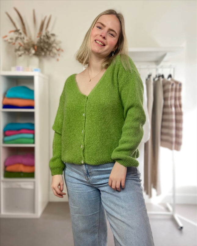 Grass Green Basic Cardigan Buttons