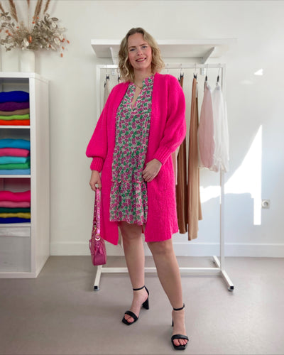 Lange cardigan Fuchsia midi